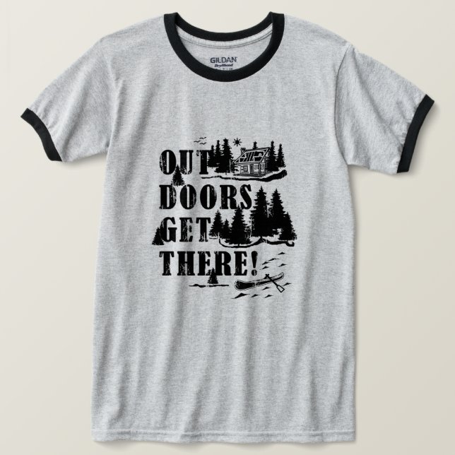 Draußen kommen Sie dorthin! Collage T-Shirt (Design vorne)