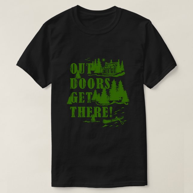 Draußen kommen Sie dorthin! Grüne Collage T-Shirt (Design vorne)