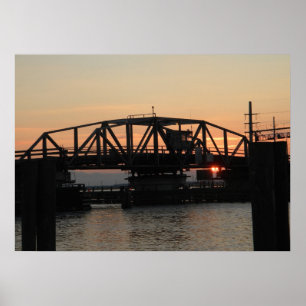 Drawbridge bei Sonnenuntergang Poster
