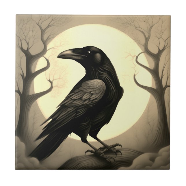 Drawing of a black raven fliese (Vorderseite)