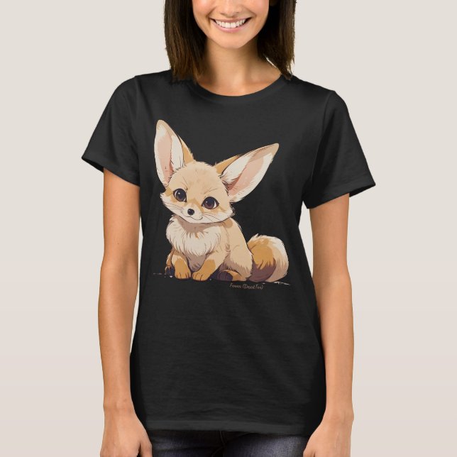 Drawing of a Fennec, Desert Fox, in Cartoon style T-Shirt (Vorderseite)