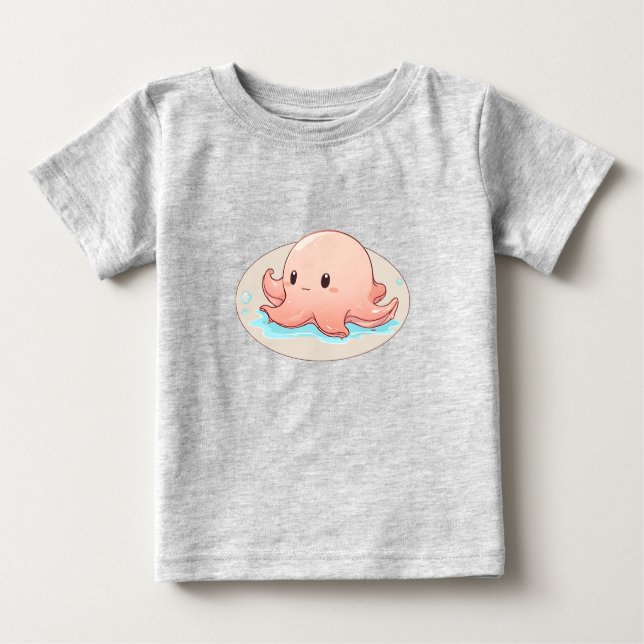 Drawing of a pink Baby Octopus Baby T-shirt (Vorderseite)
