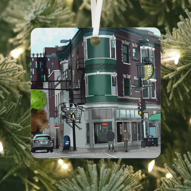 Drawing of Downtown Madison, Wisconsin Christmas Ornament Aus Metall (InSitu)