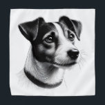Drawing of Jack Russell Terrier Halstuch<br><div class="desc">Black and white drawing of a Jack Russell Terrier. Big eyes,  wet nose and half-hanging ears. Just as you would expect a cute little friend to look.</div>