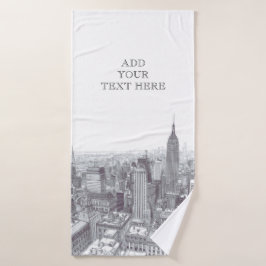 Drawing of New York City Landscape Custom Badhandtuch Set