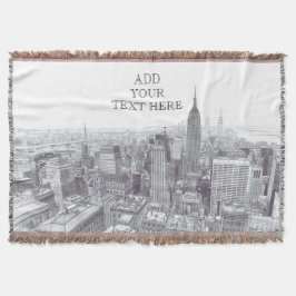 Drawing of New York City Landscape Custom Decke