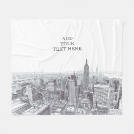 Drawing of New York City Landscape Custom Fleecedecke