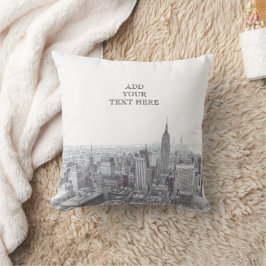Drawing of New York City Landscape Custom Kissen
