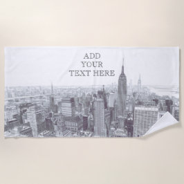 Drawing of New York City Landscape Custom Strandtuch