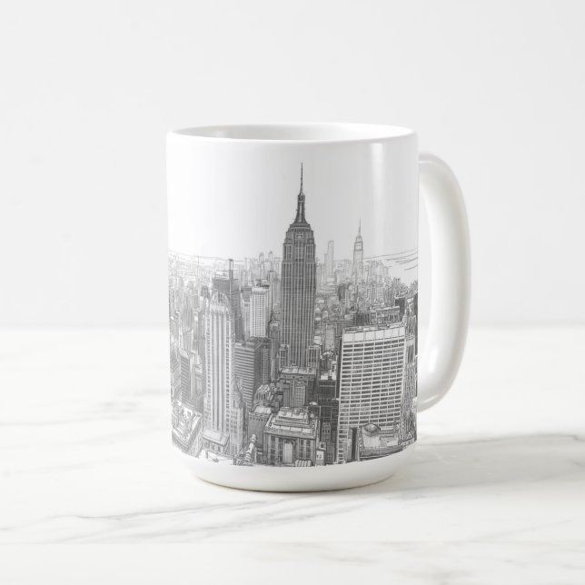 Drawing of New York City Landscape Kaffeetasse (VorderseiteRechts)