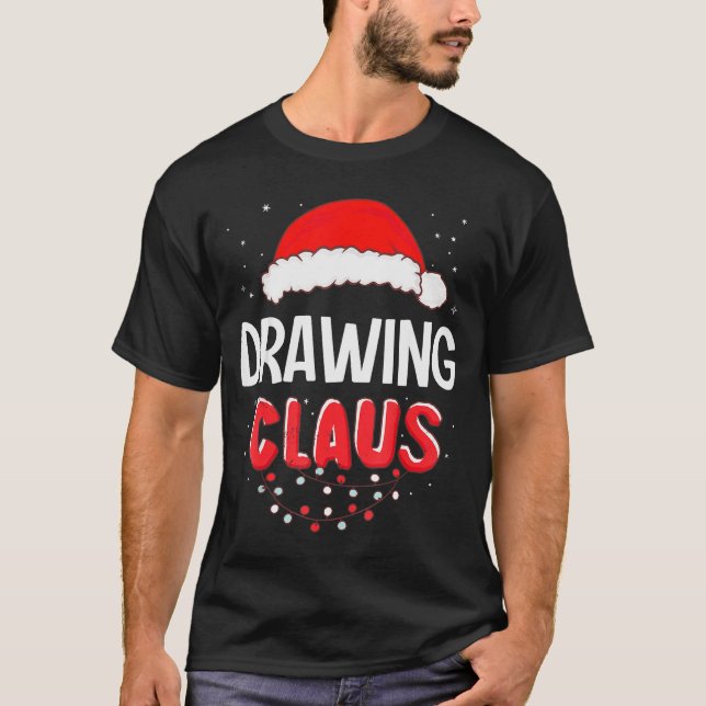 Drawing Santa Claus Christmas Matching Costume  T-Shirt (Vorderseite)