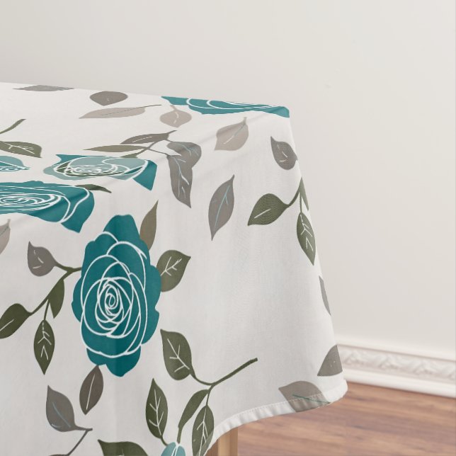 Drawn Roses In Muted Blues And Greens  Tischdecke (Beispiel)