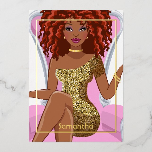 Dreadlock Birthday Party Foil Einladung (Vorderseite)