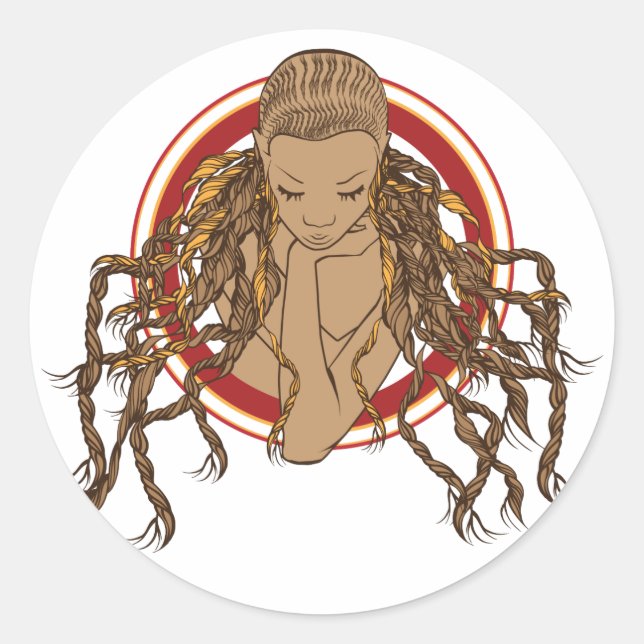 Dreadlock Girl Runder Aufkleber (Vorderseite)