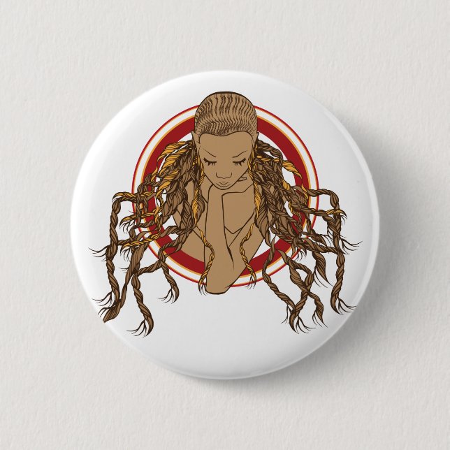 Dreadlock Mädchen Button (Vorderseite)