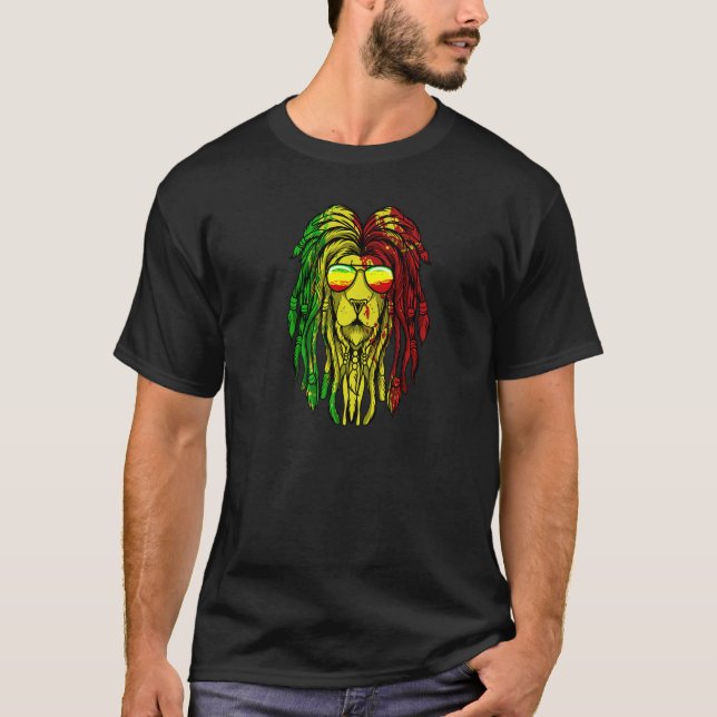 Dreadlocks Rasta Hair Locs Reggae Rastafari Jamai T-Shirt (Vorderseite)