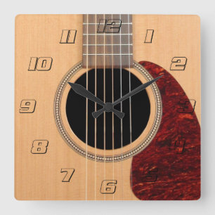 Dreadnought Acoustic 6 String Guitar Quadratische Wanduhr