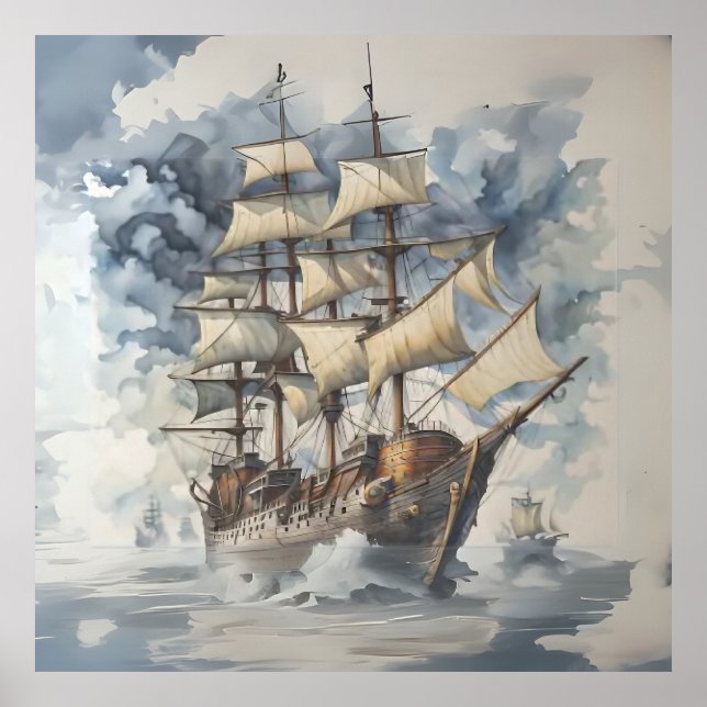 Dreadnought's Embrace Brown Battle Ship Blue Poster (Vorne)