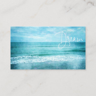 Dream Beach Quote Aquamarine Blue Ocean Zitate Visitenkarte
