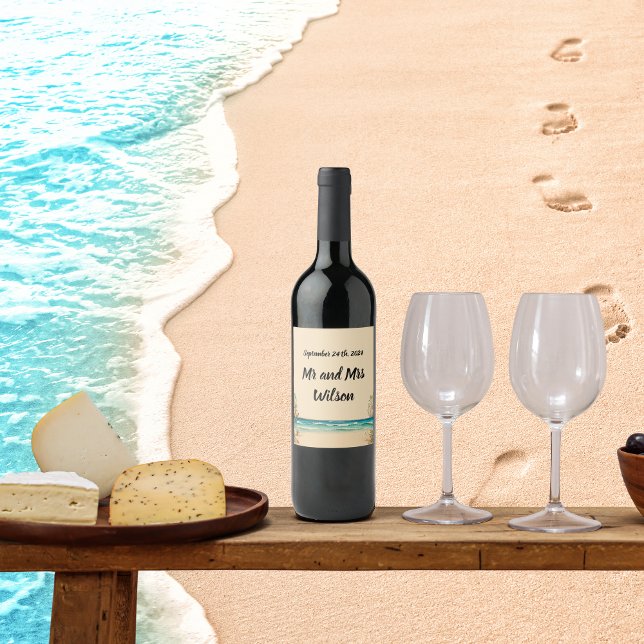 Dream Beach Themed Wedding Wine Labels Weinetikett (Von Creator hochgeladen)