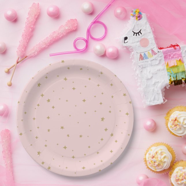 Dream Bear Baby Girl Stars Pappteller (Party)