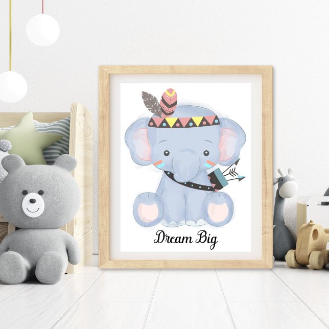 Dream Big Animal Kinderzimmer Kunst Fotodruck (Nursery Wall Art)