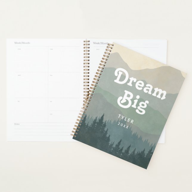 Dream Big Blue Boho Mountains Retro-Planer Planer (Anzeige)