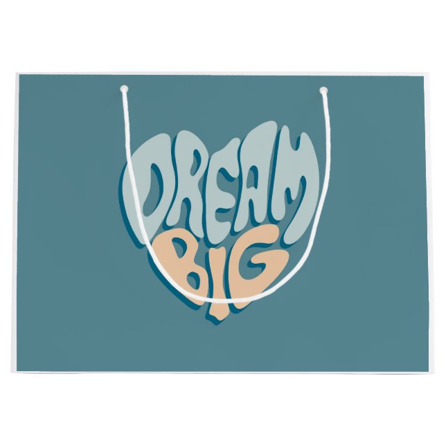 Dream Big: Blue Heart of Success Große Geschenktüte (Vorderseite)
