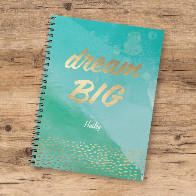 Dream BIG Blue Watercolor | Journal Notizblock (Von Creator hochgeladen)