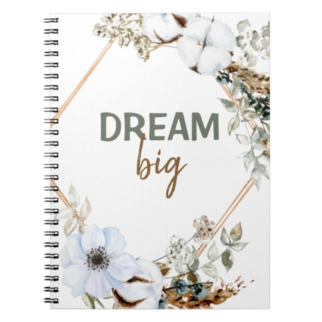 Dream Big Boho Chic Pampas Grass Inspirierend Zita Notizblock (Vorderseite)