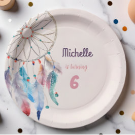 Dream Big Boho Dreamcatcher Geburtstag Pappteller
