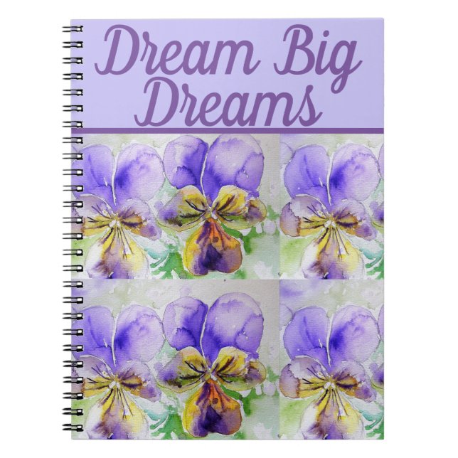 Dream Big Book Viola Lila Blume Notizblock (Vorderseite)