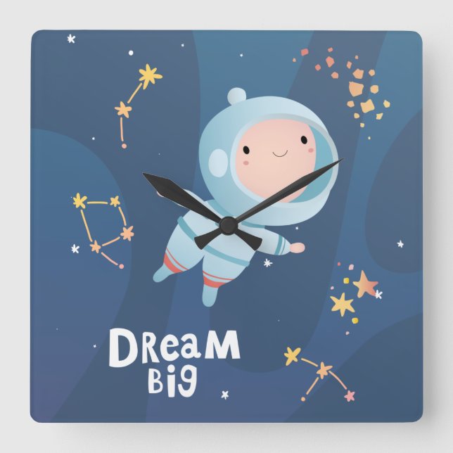 Dream Big Boy Astronaut Acrylwand Uhr (Vorderseite)