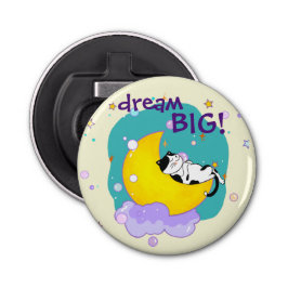 "Dream Big" Cat on Moon Inspiration Zitat Flaschenöffner