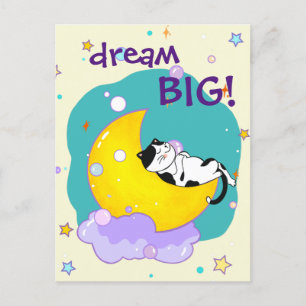 "Dream Big" Cat Sleeping on Moon Pet Lover Postkarte