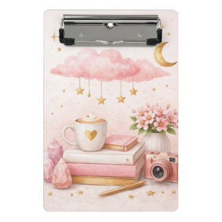 Dream Big Clipboard ✨ Pink Floral Cute Stationery Mini Klemmbrett