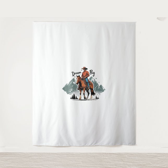 Dream Big - Cowboy Reiten Wandteppich (Vorderseite)