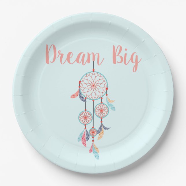 Dream Big Dreamcatcher Bohemisch Dream Catcher Pappteller (Vorderseite)
