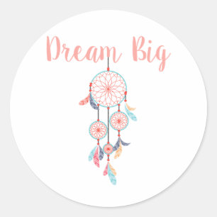 Dream Big Dreamcatcher Dream Fantastische Bergwelt Runder Aufkleber