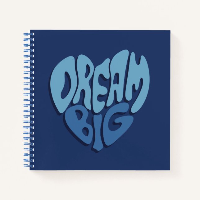 Dream Big: Dunkles Leerzeichen-blaues Zitat Notizbuch (Vorderseite)