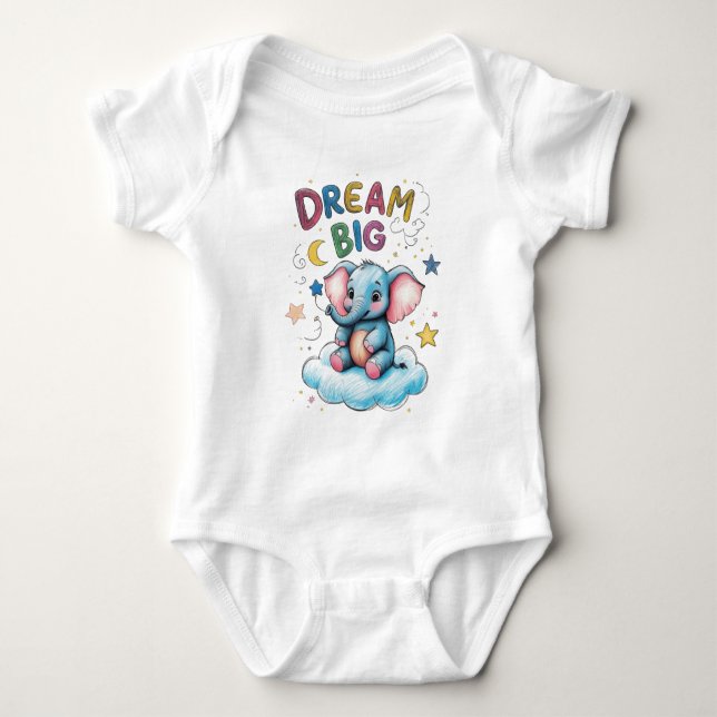 Dream Big Elephant Baby Outfit Strampler (Vorderseite)
