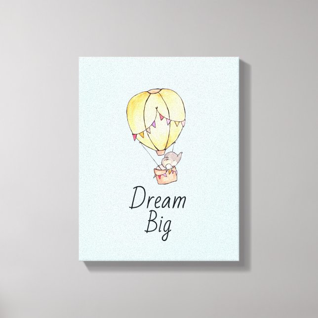 Dream Big Elephant Balloon Leinwanddruck (Vorderseite)