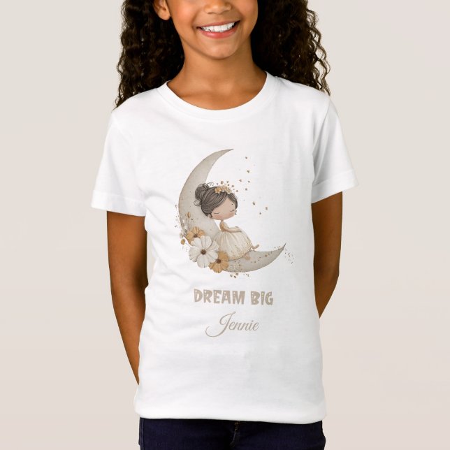 Dream Big Fairy Moon Child - Personalisierter Name T-Shirt (Vorderseite)