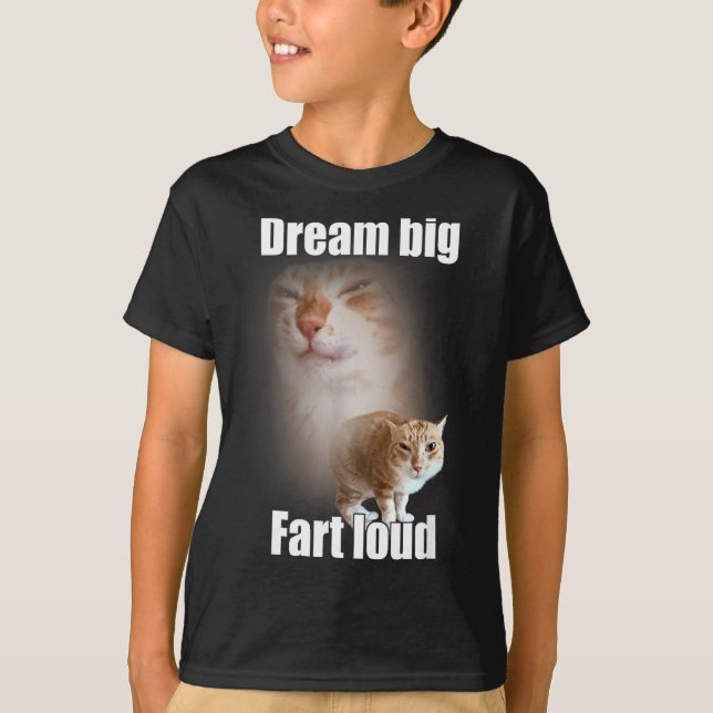 Dream Big Fart Loud Cat Meme Funny Saying  T-Shirt (Vorderseite)