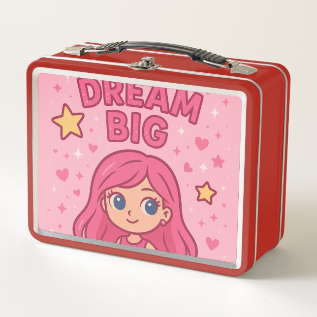 Dream Big Girls Lunch Bag Metall Brotdose (Vorderseite)