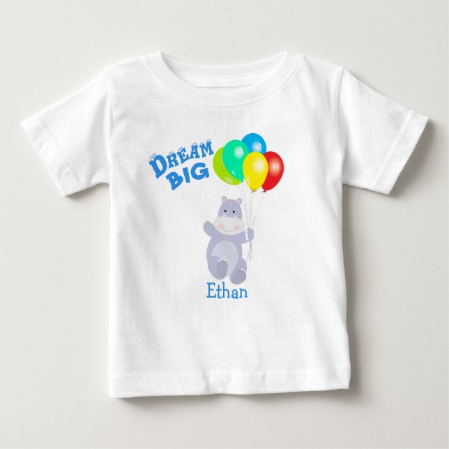 Dream Big Hippo Balloons Adventure Baby T-shirt (Vorderseite)