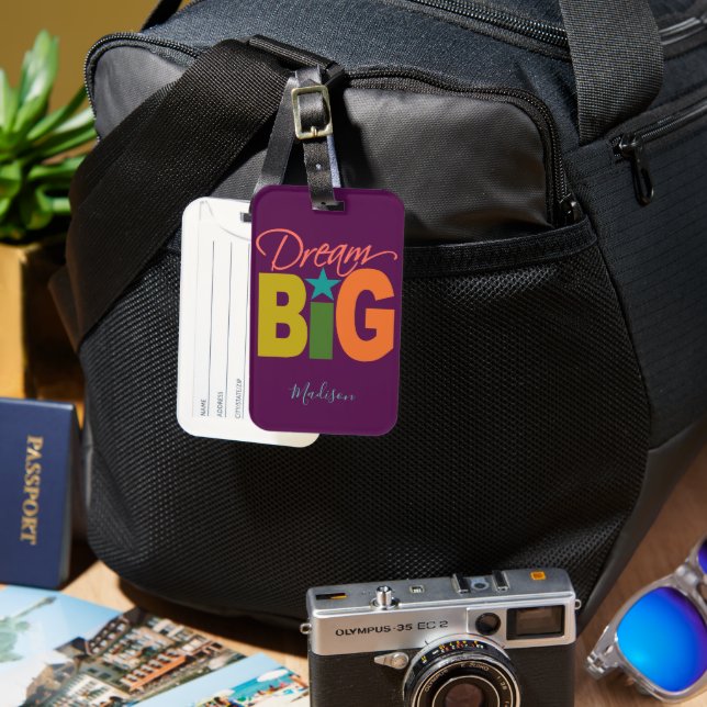 Dream BIG individuelle Name Gepäckanhänger (Vorderseite & Rückseite)