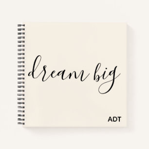 Dream Big Inspiration Zitat Monogram Black White Notizbuch