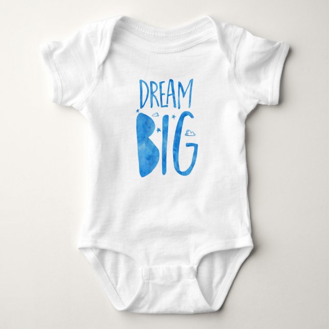 Dream Big, inspirierendes Zitat, blaues Wasser Baby Strampler (Vorderseite)