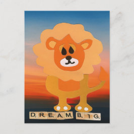 Dream big leeuw the sky is the limit postkarte